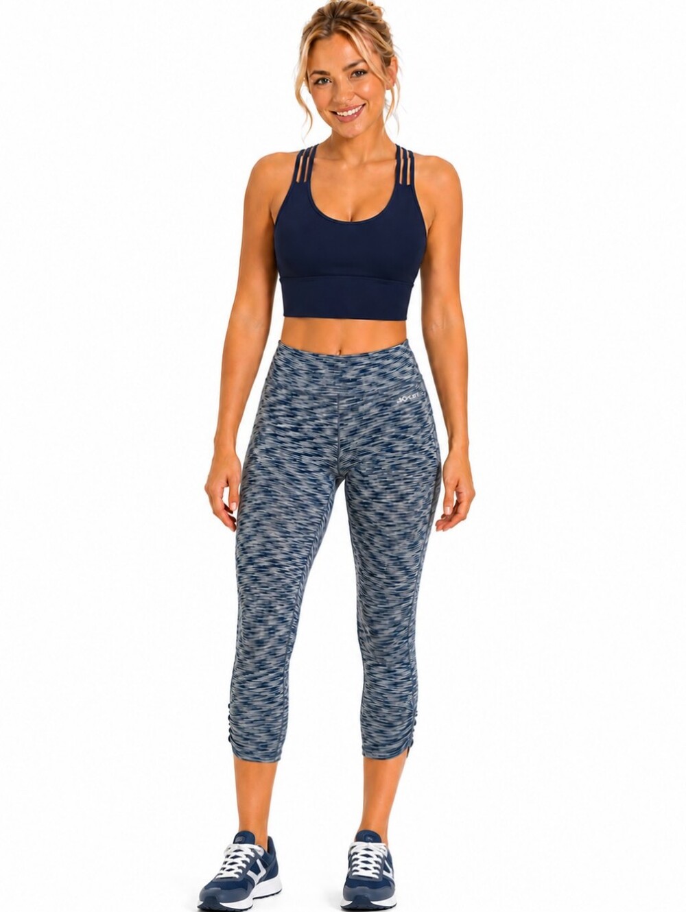 JOCKEY Navy Blue Seam-free Space-Dyed Capri Leggings -  SIZE Large NWT - Picture 2 of 7